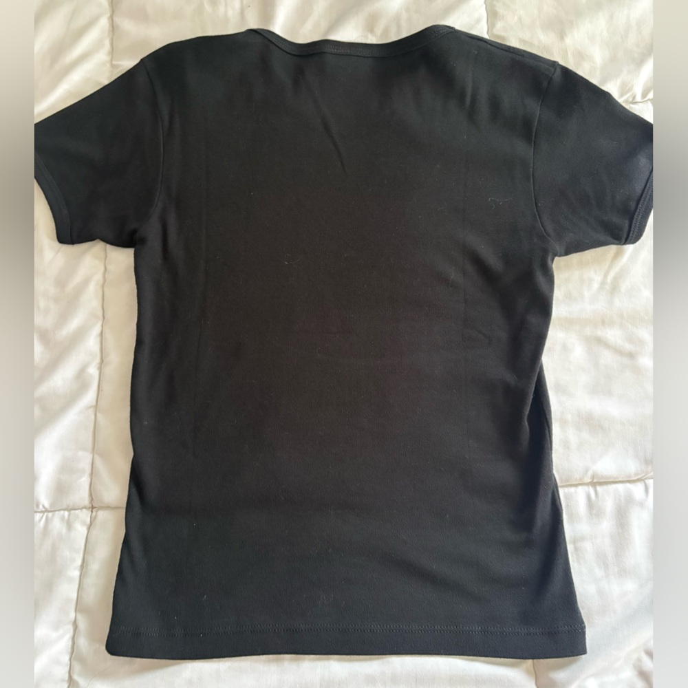 Von Dutch Black Tee with Silver Beaded Logo - Picture 2 of 2